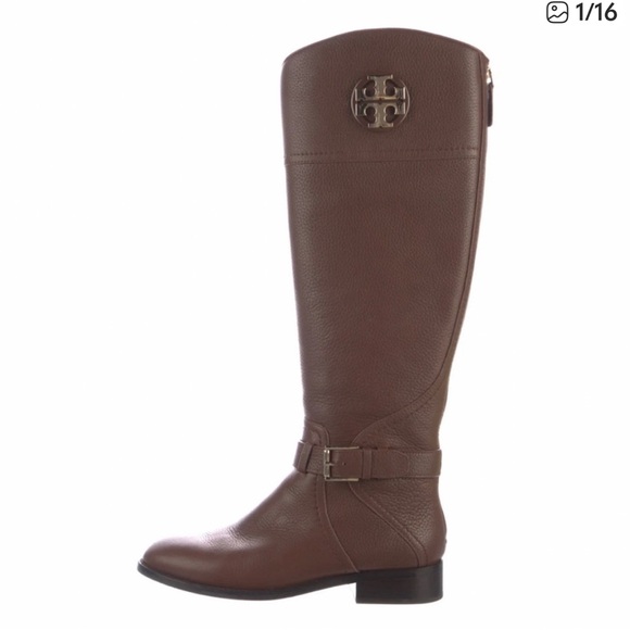 Brown Leather Tory Burch Riding Boots